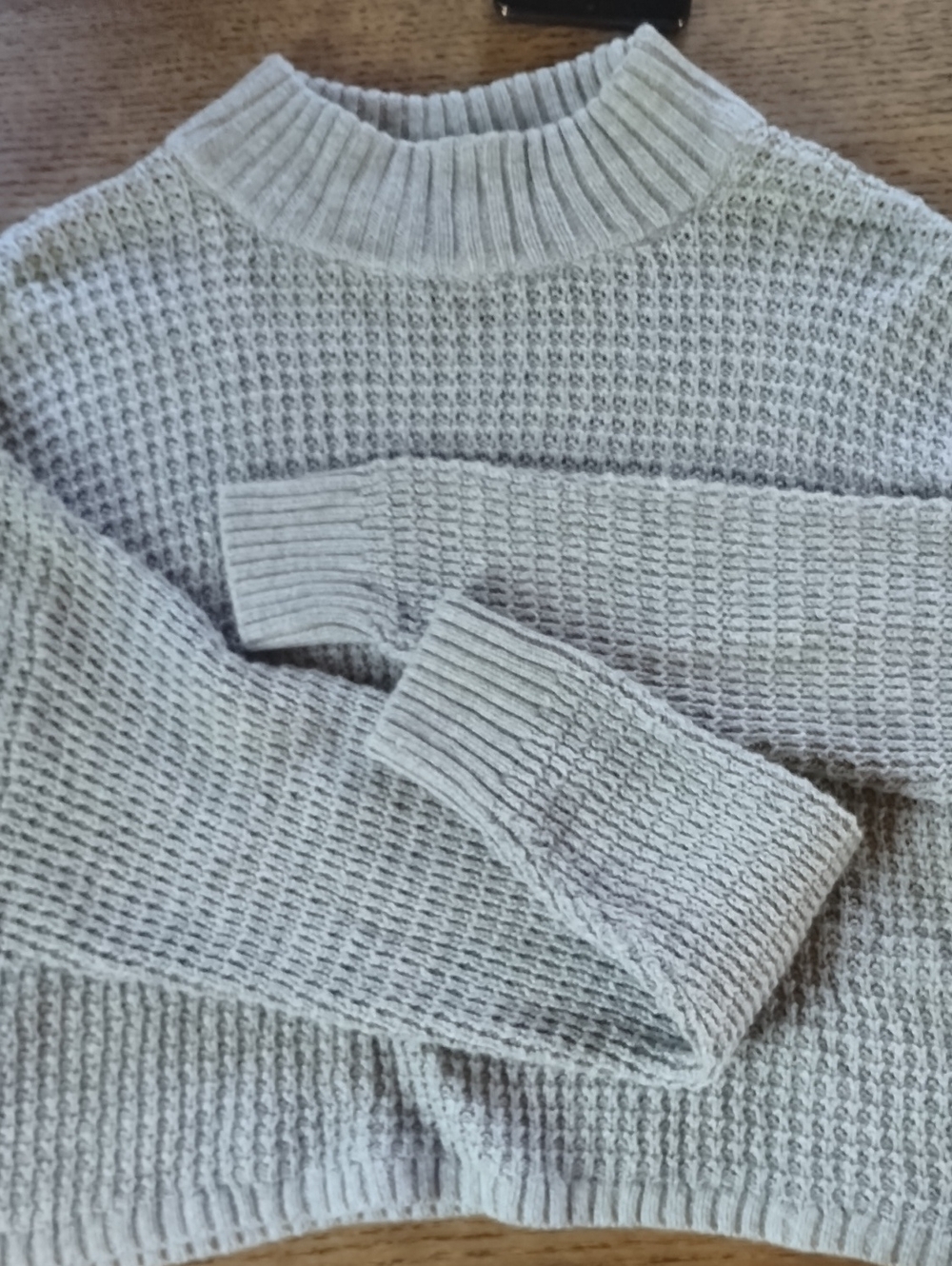 Hollister Women's Light Cream Textured Crewneck Sweater